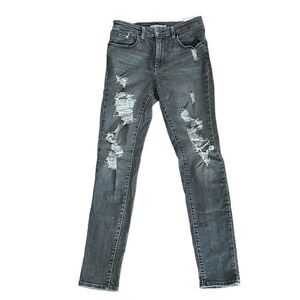 Levi’s 721 Women’s Size 29 High Rise Skinny Jeans Gray Distressed Denim Stretch